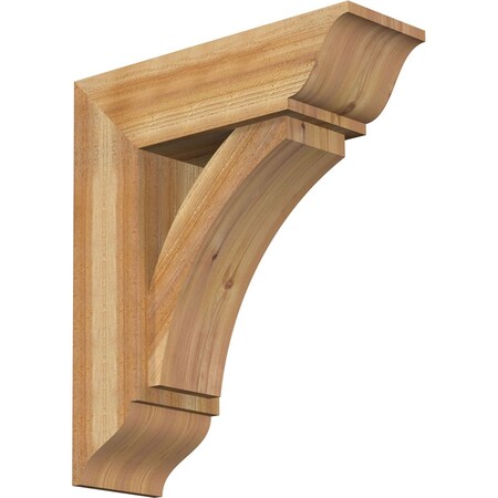 Ekena Millwork Thorton Traditional Rough Sawn Bracket w/ Offset Brace, Western Red Cedar, 8"W x 24"D x 28"H BKT0806X24X28THR01RWR